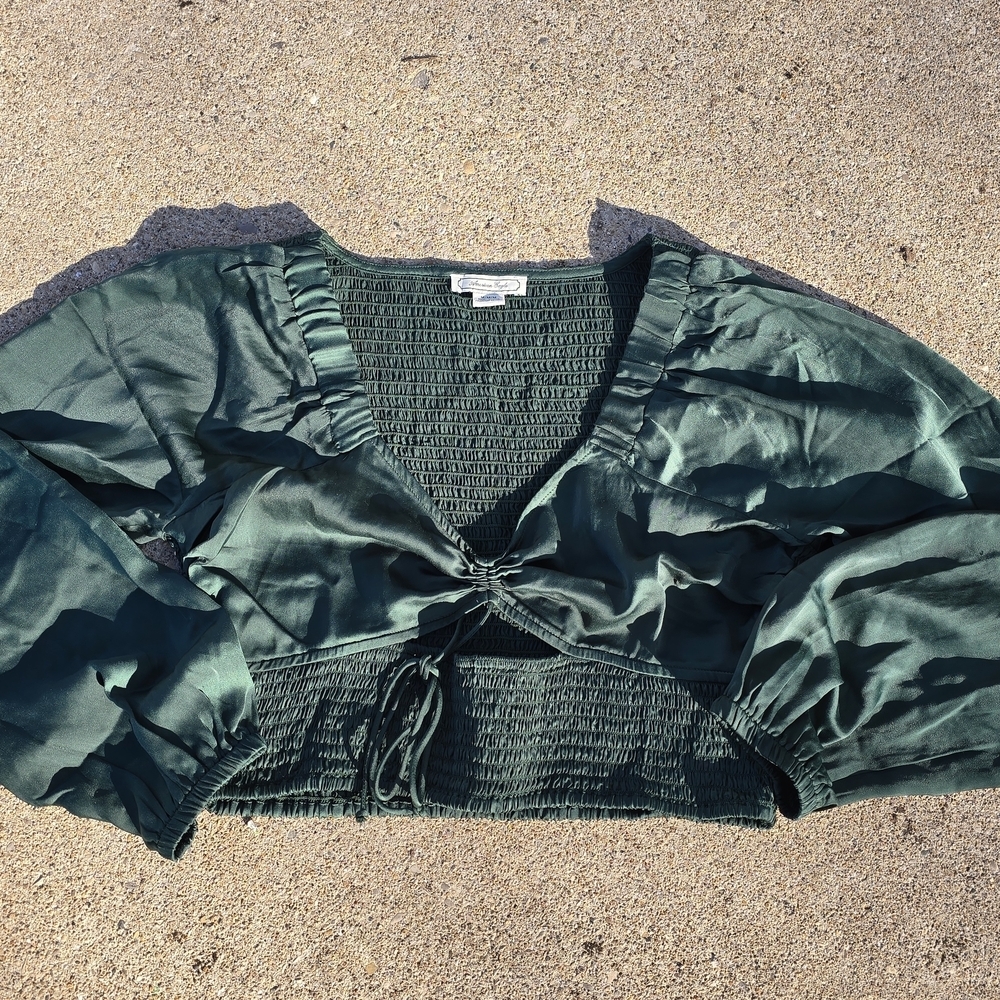 American Eagle Outfitters Dark Green Crop Top - Picture 3 of 4